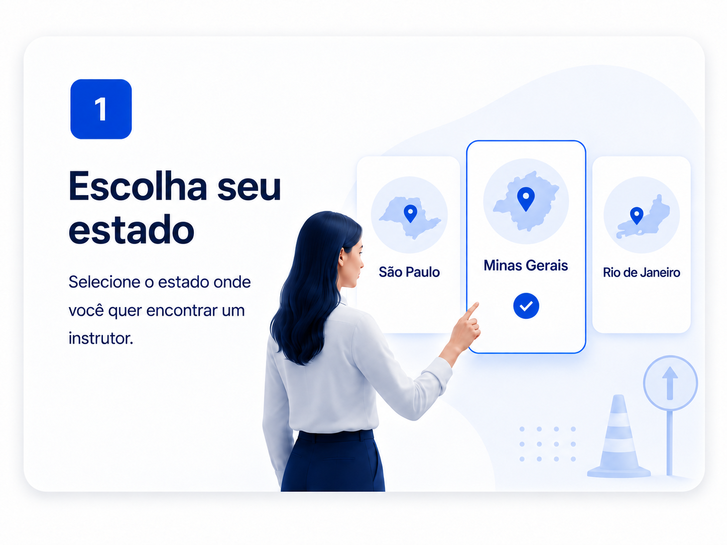 Ilustração para escolher o estado onde encontrar um instrutor